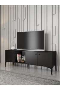 Hira 160 Cm Metal Ayaklı Tv Ünitesi - Siyah / Siyah